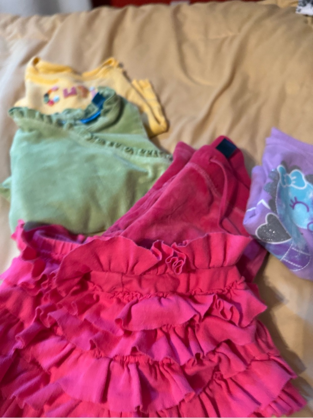 Lot of girls 12m Girls tops shirts and shorts Bright Pink Velour Joggers gap - Picture 4 of 7